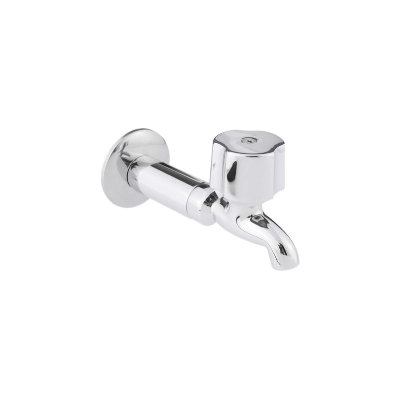 Llave alargada cromada para fregadero con maneral, niple y chapetón