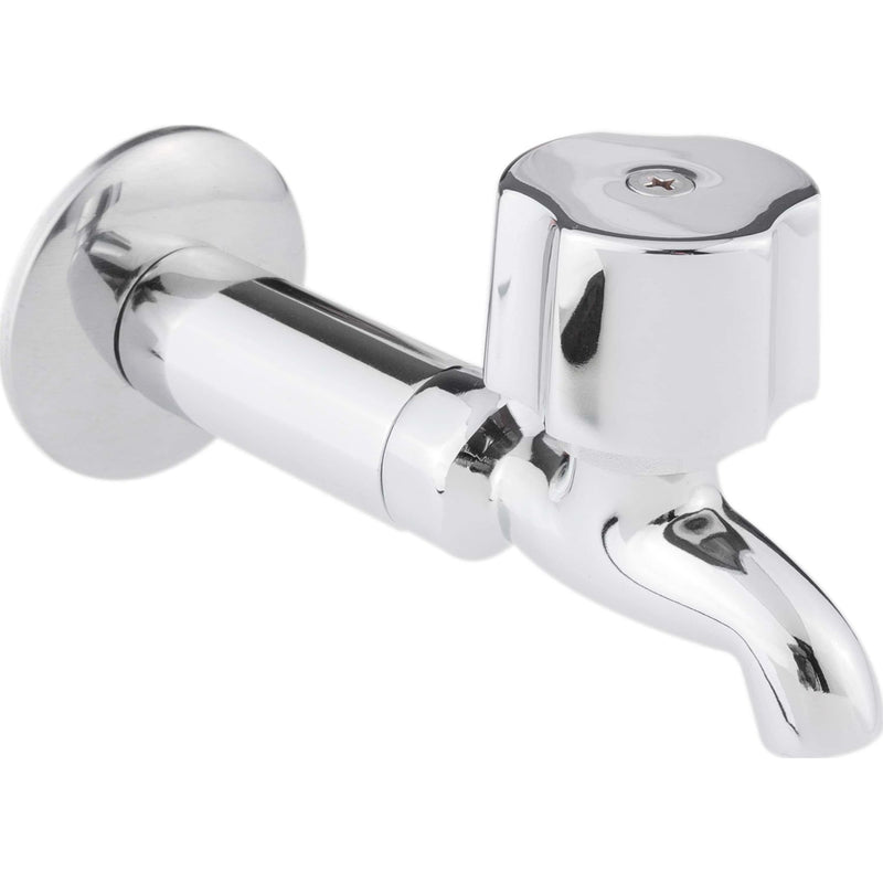 Llave alargada cromada para fregadero con maneral, niple y chapetón