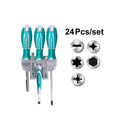 Juego de 24 piezas de destornilladores y puntas.