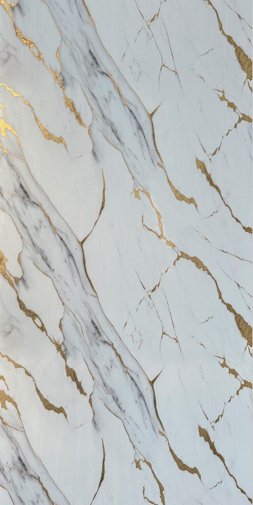 Panel Decorativo Mármol PVC  1.22 m x 2.80 m x 3 mm Marmol Calacatta Dorado