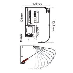 Riel con su cobertor y sus tapas de 4200 mm de largo.