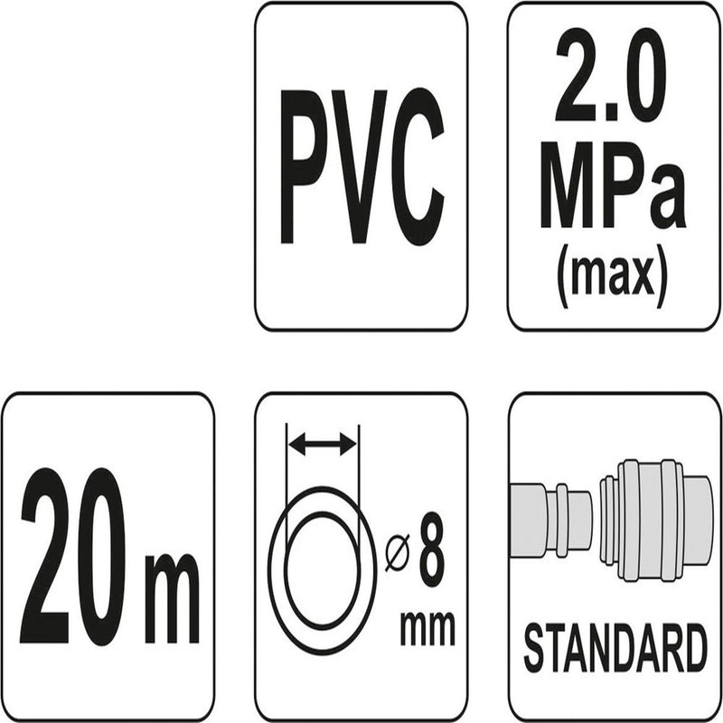 Manguera De Aire De Pvc Con Acoplamiento 8 Mm X 20 M