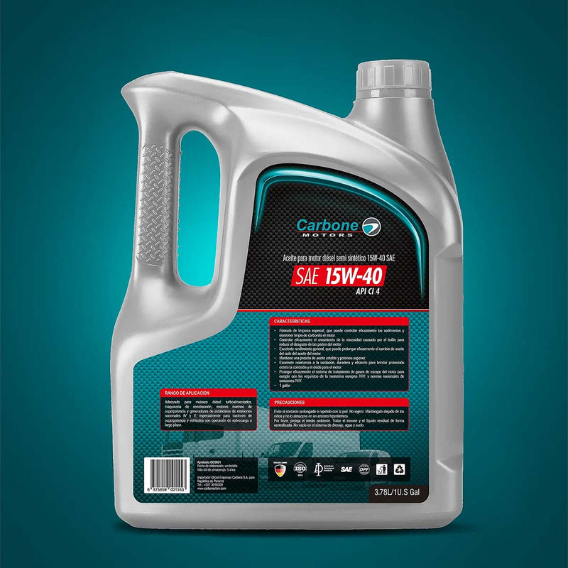 ACEITE DE MOTOR 15W-40 SAE API CI-4 SEMI SINTETICO PARA MOTORES DIESEL ( 1 GALON )