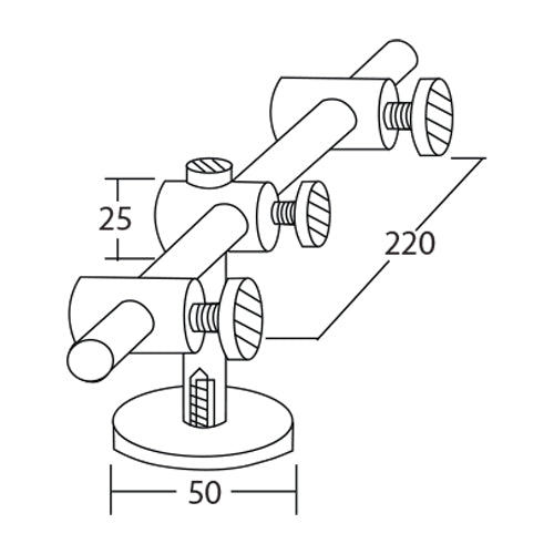 Conector muro vidrio regulable (doble).
