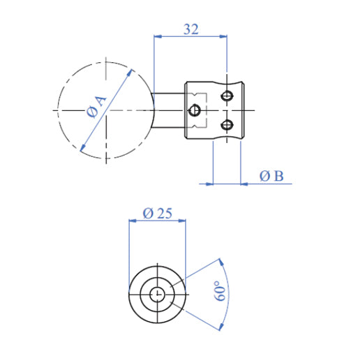 Soporte para barra 3/4" (hollo 21 mm).