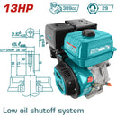 Motor a gasolina 13 HP 4 tiempos 25.4 mm Q type