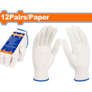 Guantes de algodón 12 pares/Pack blanco tejido. Calibre 10(XL). Se vende 12 pares/Pack