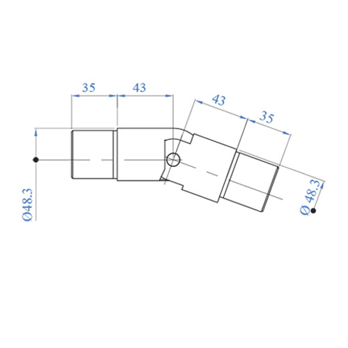 Codo regulable de 25-55° para corremano ranurado de 42.4mm AISI304. Plano a Bajada