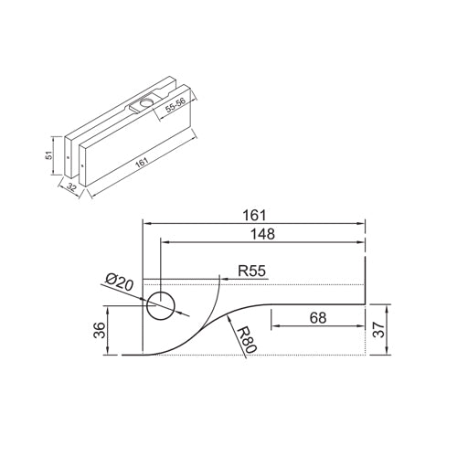 HERRAJE SUPERIOR DE PUERTA COLOR NEGRO