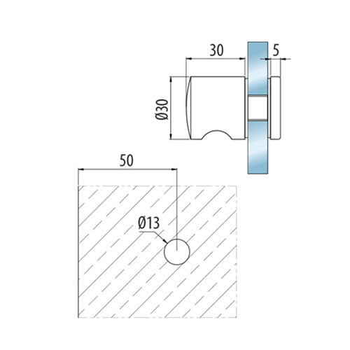 Boton de ducha sencillo. ZAMAC. Economico Acabado Satinado. Vida util 2-3 años
