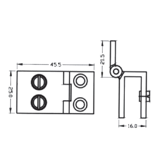 Bisagra muro-vidrio para vitrinas 6-8mm (par) (C-C3010B-06M/GW/90).