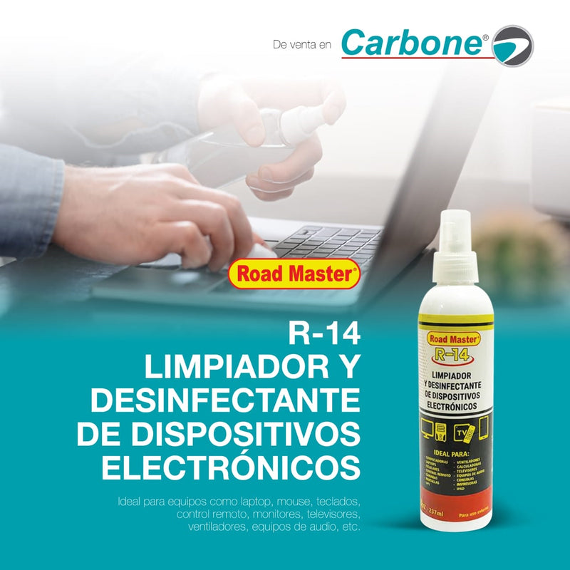 Limpiador y desinfectante de dispositivos electrónicos 8 oz.