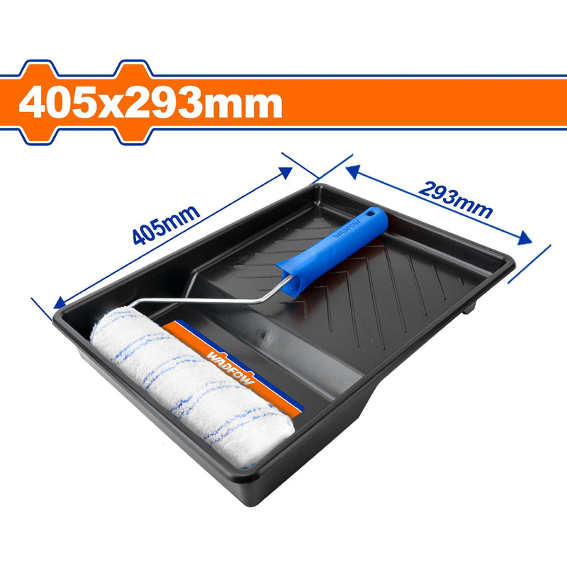 Rodillo para pintar 9" y bandeja para pintar 405x293mm. Paredes internas. Set 3 en 1.