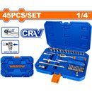 Ratchet con Socket dados 45 piezas 1/4". CR-V. Tratamiento térmico. Se vende en Juego.