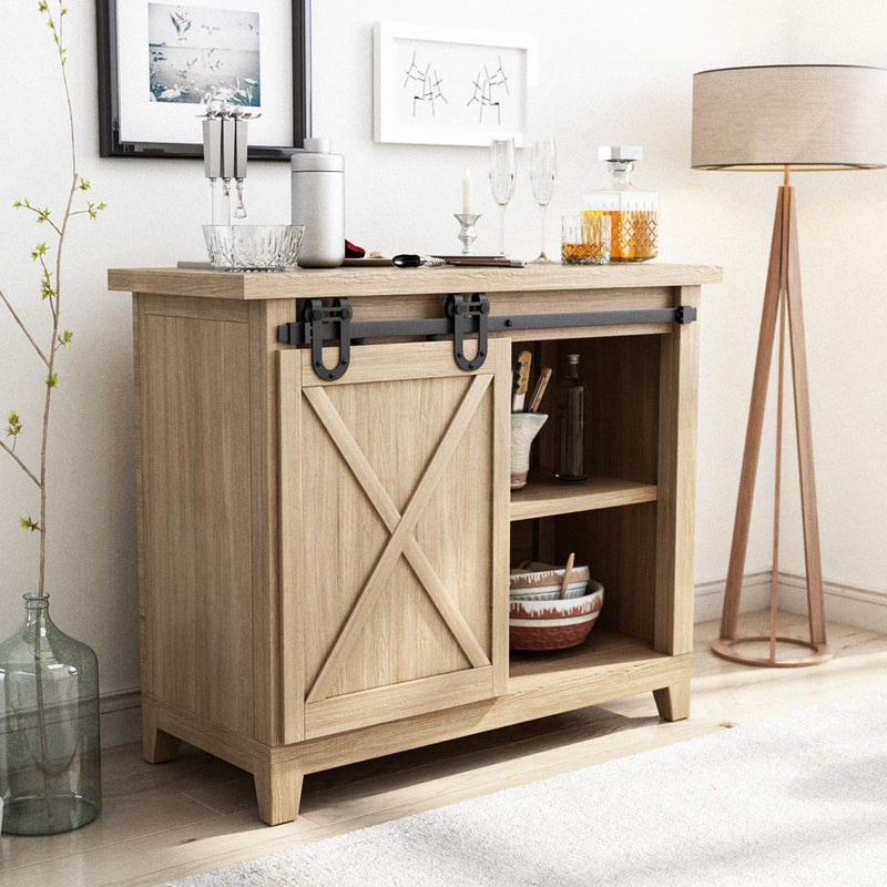 Kit de herrajes para puertas corredizas de madera montaje lateral en forma de U ( herradura )