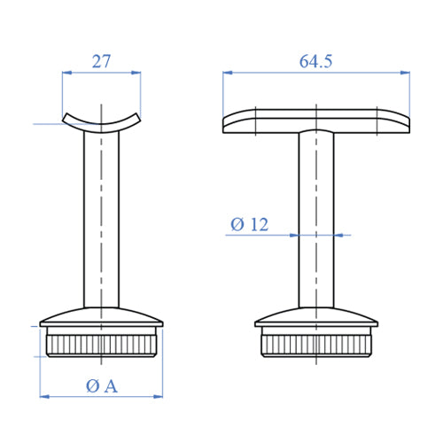 Soporte Poste-Corremanos Fijo para Tubo de 2".