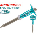 Cincel de hormigón de 4mm cabeza, mango 19mm, largo 305mm, Material 40cr.