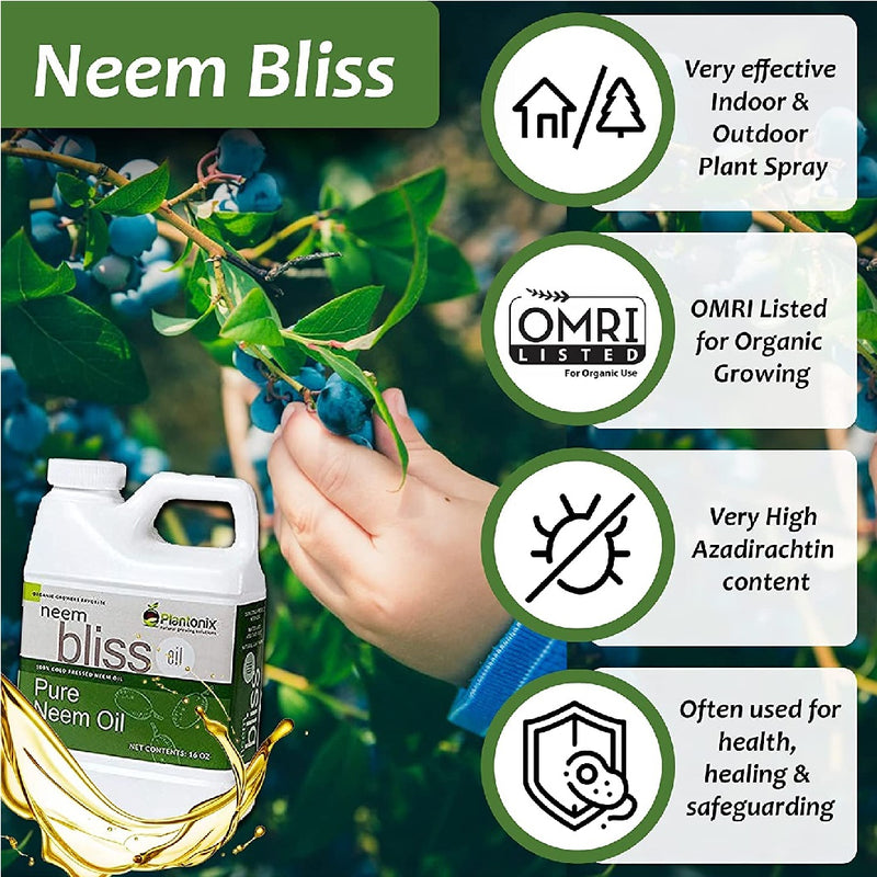 Aceite de neem 100% puro, organico, para plantas, prensando en frio. 32oz 1 litro