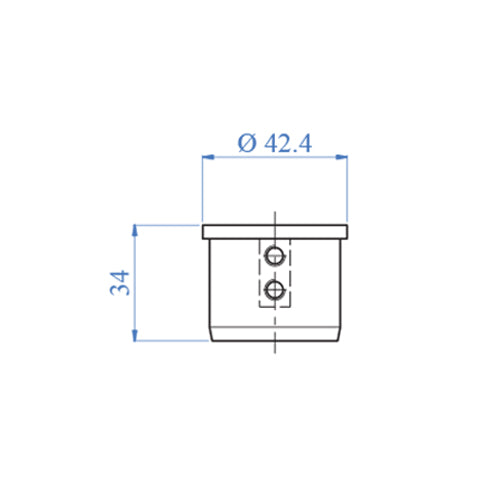 Tapa final para corremano ranurado de 42.4mm AISI316.