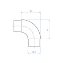 Codo de 90º para tubo de 42.4mm. Satinado Acero Inoxidable 304