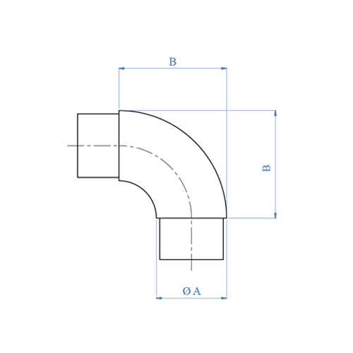 Codo de 90º para tubo de 42.4mm. Satinado Acero Inoxidable 304