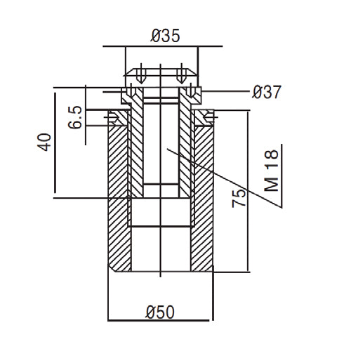 Tornillo de anclaje para spiders. para tubo plano. tornillo de acero inox y cuerpo en galvanizado.