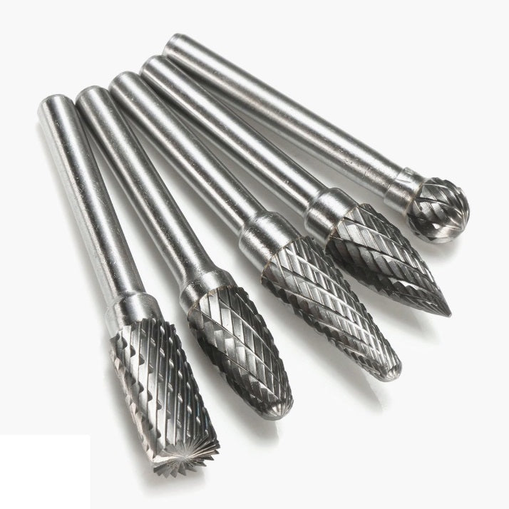Juego 5 Fresas Limas rotativas de carburo de tungsteno vastago 6mm para MotorTool, Dremel, Taladro.