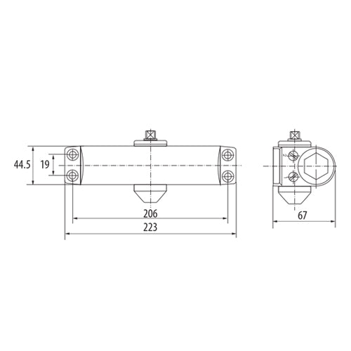 Cierrapuertas para 75 a 90 cm (65kg).Fuerza  EN2 o EN3  según posicion del cuerpo. Color blanco