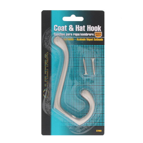 Gancho de niquel satinado para abrigos y sombreros