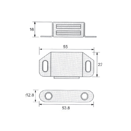 Cierre con iman para muebles, gavnetes o vitrinas. Acero inox