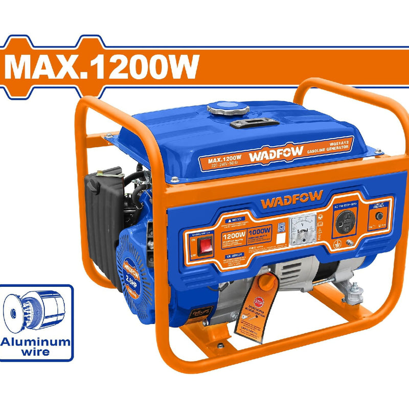 Generador a Gasolina 1200W 110-120V Frec. salida: 60Hz. Veloc. Nominal: 3600rpm. Motor: 4 tiempos. Planta