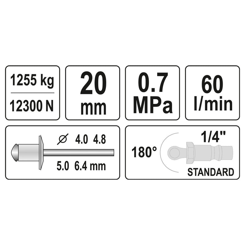 Remachadora Neumatica De 4.0 - 6.4 Mm