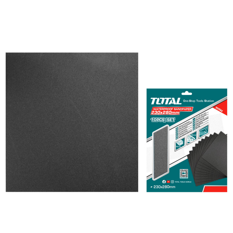 Papel de Lija Grano P1000. A prueba de agua. 230 mm x 280 mm. Set 10 Hojas.