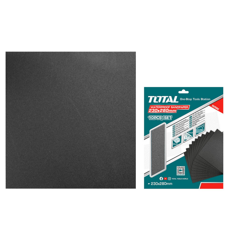 Papel de Lija Grano P150. A prueba de agua. 230 mm x 280 mm. Set 10 Hojas.