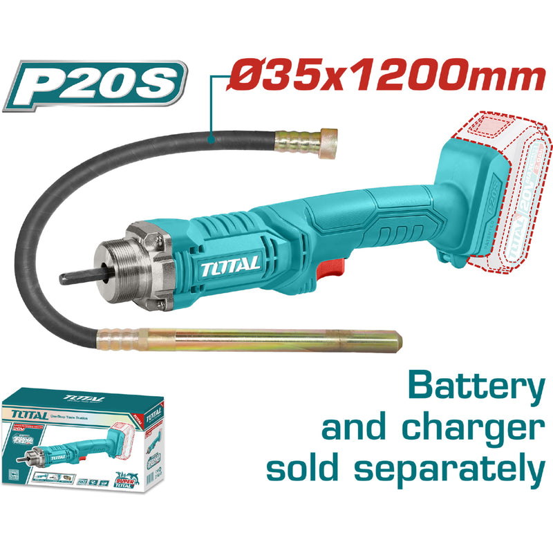 Vibrador de concreto 20V inalámbrico TOTAL