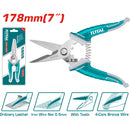 Tijera de Electricista de 178 mm (7") de Acero Inoxidable con hojilla dentada.