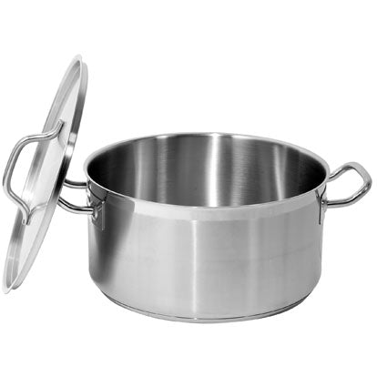 Olla Baja Con Tapa De Acero Inoxidable (Tamaño: 32 X 16 Cm, Capacidad 12.9 L)