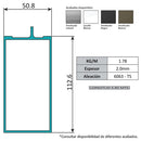Travesaño Muro Cortina Perfil Oculto. Espesor 2.0 mm. Largo 5.85 mts. Acabado Lacado Blanco