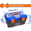 Caja de Herramientas 16" de Plástico. Carga máx. 15Kg. 16"x8.5"x8" Mango de alta resistencia.