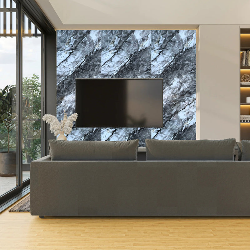 Panel Decorativo Mármol PVC  1.22 m x 2.80 m x 3 mm. Acabado: Glacier rock