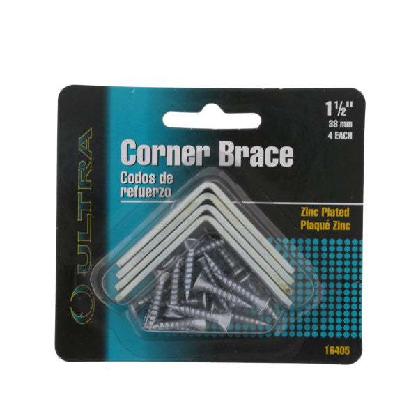 Set de Escuadras de esquina de 90 grados galvanizadas de 1-1/2" x 1/2"