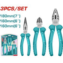 Kit de Alicates de 3 pzas.Combinacion 7", Punta larga de 6",corte diagonal de 7"