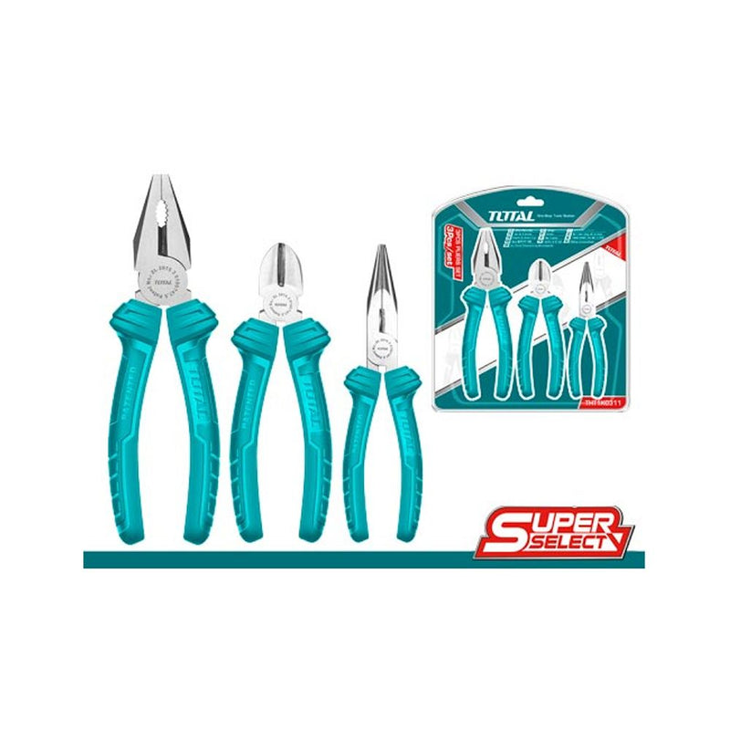 Kit de Alicates de 3 pzas.Combinacion 7", Punta larga de 6",corte diagonal de 7"