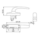 Manilla operador multipunto CM75. Cuadrillo de 7x7 mm. Funciona izquierda/derecha. Acabado color neg