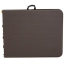 Mesa plástica plegable estilo rattan de 6 pies x 2.5 pies con marco de acero revestido.