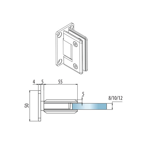 Bisagra de ducha sencilla Aleacion ZAMAC Economica Brillante Vida util 2-3 años