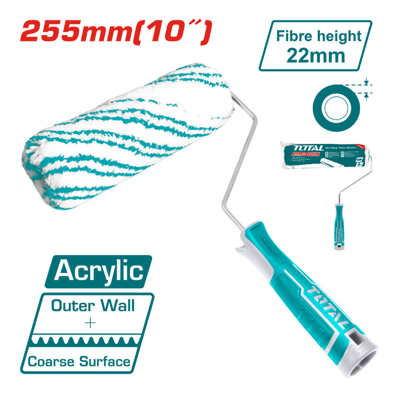 Rodillo para pintar de 255 mm / 10". Para exteriores. Con mango acrilico. Espesor de la fibra 22 mm.