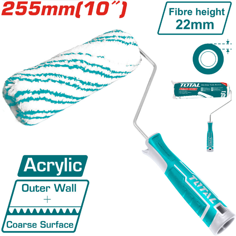 Rodillo para pintar de 255 mm / 10". Para exteriores. Con mango acrilico. Espesor de la fibra 22 mm.