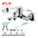 Llave grifo de Ducha Bañera con mezclador de 1 mando. Tamaño: 178 x 175 x 103 mm.