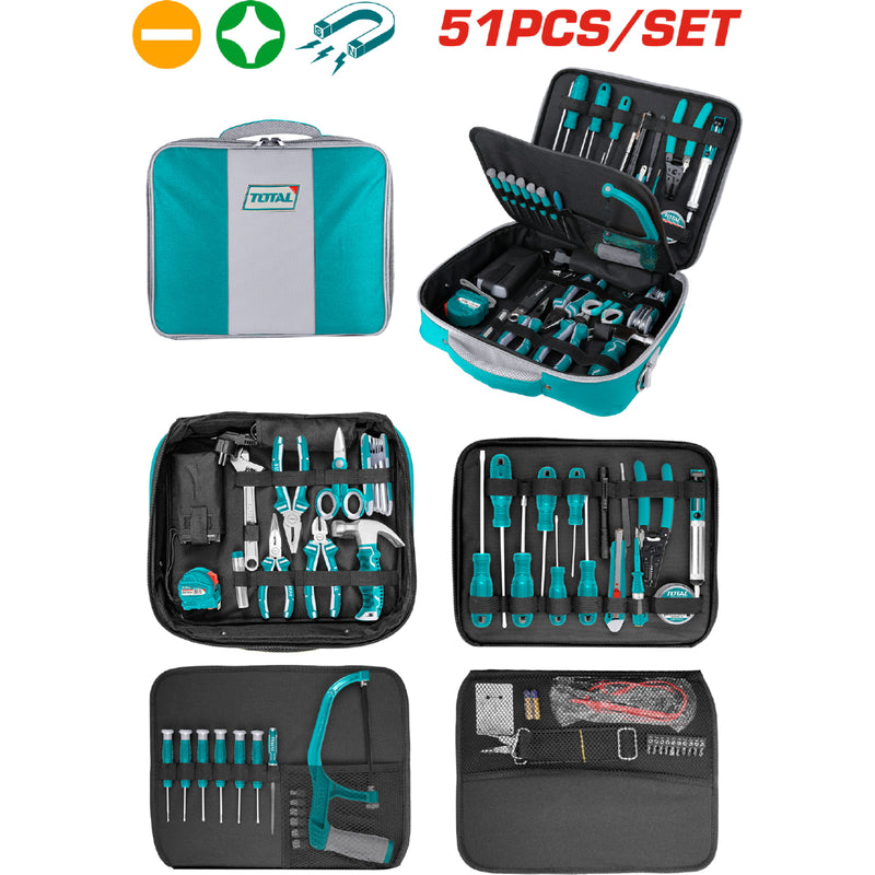Juego de herramientas para telecomunicaciones de 51 piezas.